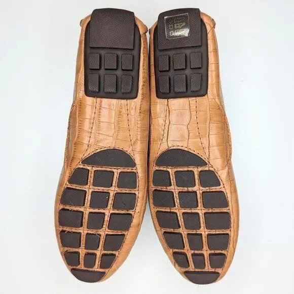 Marc Joseph Cypress Hill tan brown leather croc print driving loafers size 6