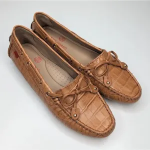 Marc Joseph Cypress Hill tan brown leather croc print driving loafers size 6