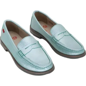 Marc Joseph New York Unisex Kids Leather Loafer, Turquoise Grainy Glimmer, 13.5