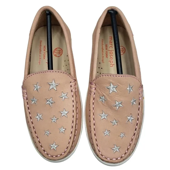 Marc Joseph | NIB Holland Blush Nobuck Silver Star Leather Chic Loafers Girl 11