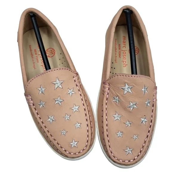 Marc Joseph | NIB Holland Blush Nobuck Silver Star Leather Chic Loafers Girl 11
