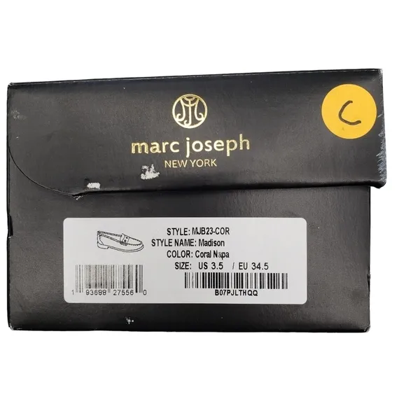 Marc Joseph | NIB Madison Coral Napa Silver Star Preppy Leather Loafers Girl 3.5