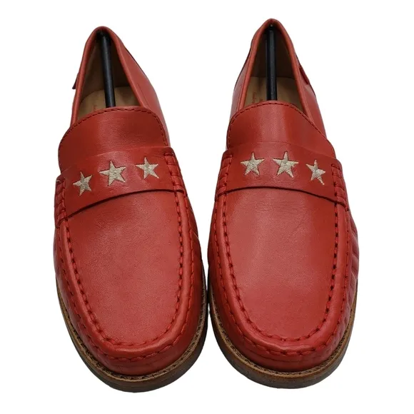 Marc Joseph | NIB Madison Coral Napa Silver Star Preppy Leather Loafers Girl 3.5