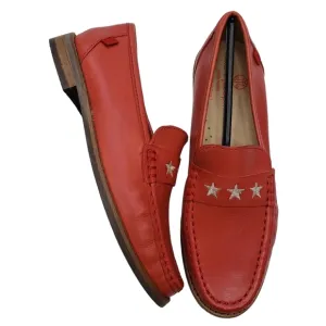 Marc Joseph | NIB Madison Coral Napa Silver Star Preppy Leather Loafers Girl 3.5