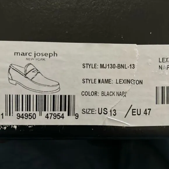 Marc Joseph NY Men's Size 13 Lexington Slip On Loafers Black Napa Leather