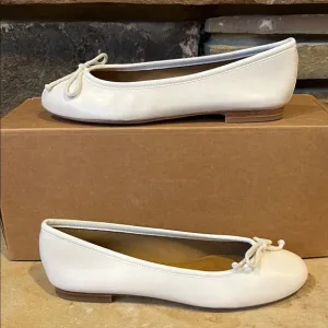 Margaux The Demi Ivory Nappa Leather Bow Ballet Flats