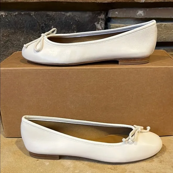 Margaux The Demi Ivory Nappa Leather Bow Ballet Flats