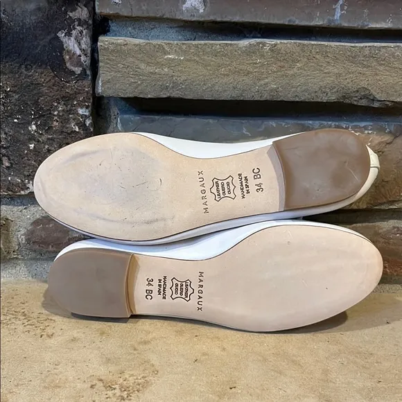 Margaux The Demi Ivory Nappa Leather Bow Ballet Flats