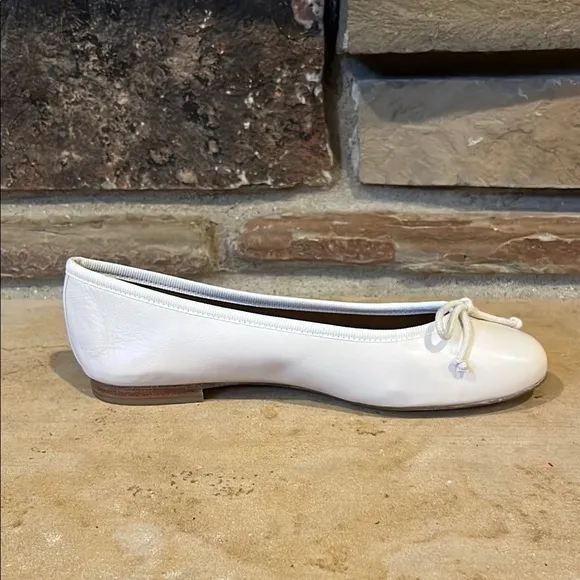 Margaux The Demi Ivory Nappa Leather Bow Ballet Flats