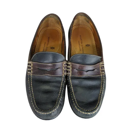 Martin Dingman Gray Leather Loafers Penny Loafers Vibram Soles Men's 9 532218
