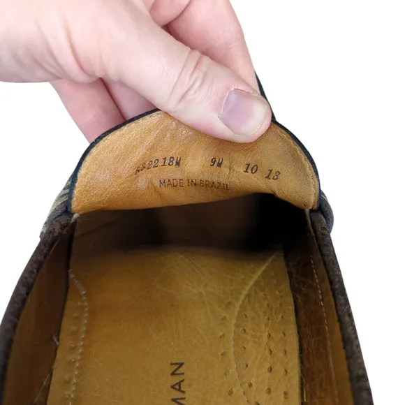Martin Dingman Gray Leather Loafers Penny Loafers Vibram Soles Men's 9 532218