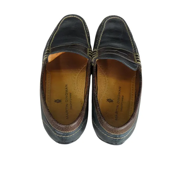 Martin Dingman Gray Leather Loafers Penny Loafers Vibram Soles Men's 9 532218