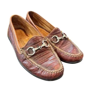Martin Dingman Mens Driving Loafer US 8M 8 Brown Alligator Horsebit Leather Shoe