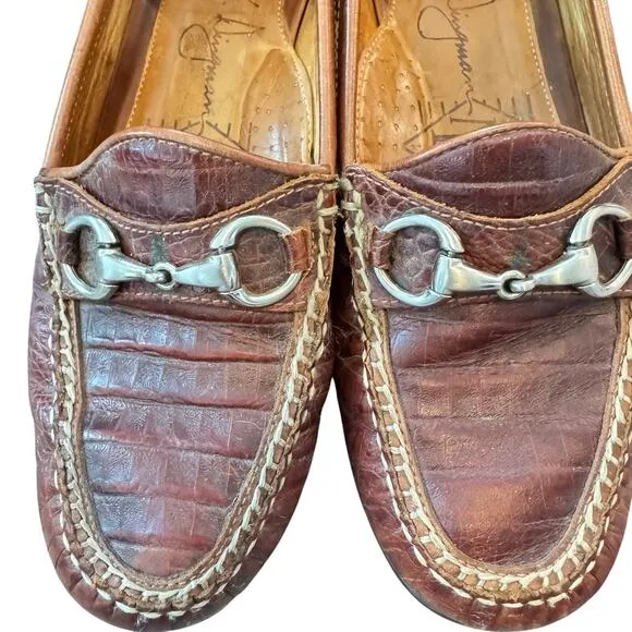 Martin Dingman Mens Driving Loafer US 8M 8 Brown Alligator Horsebit Leather Shoe