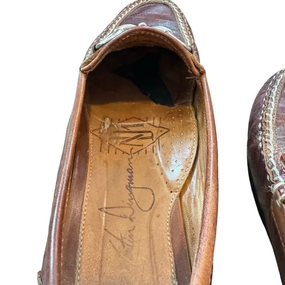 Martin Dingman Mens Driving Loafer US 8M 8 Brown Alligator Horsebit Leather Shoe
