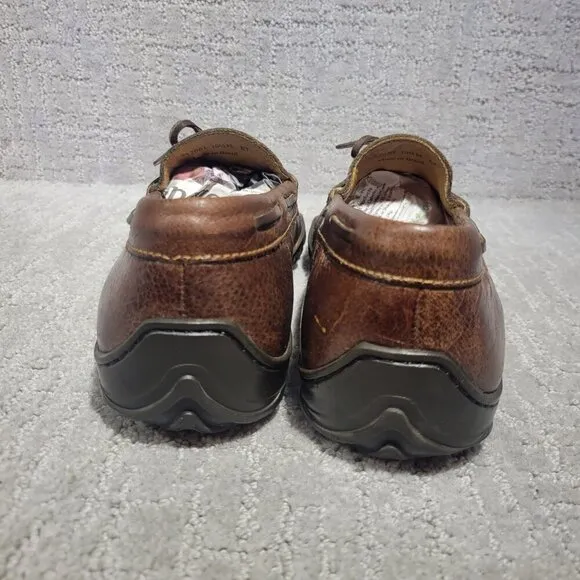 Martin Dingman Men's Size 10.5M Brown Leather Moccasin Bow Tie Slip-on Loafers