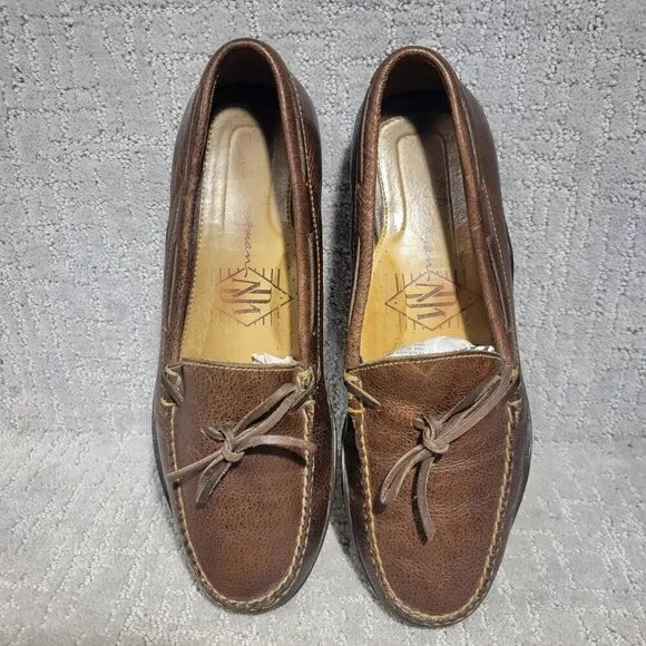 Martin Dingman Men's Size 10.5M Brown Leather Moccasin Bow Tie Slip-on Loafers