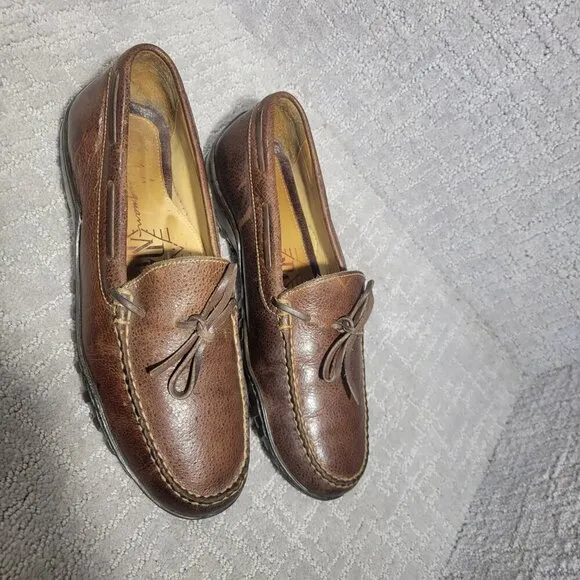 Martin Dingman Men's Size 10.5M Brown Leather Moccasin Bow Tie Slip-on Loafers