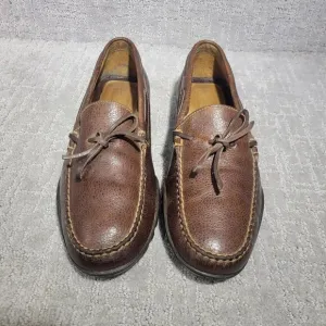 Martin Dingman Men's Size 10.5M Brown Leather Moccasin Bow Tie Slip-on Loafers