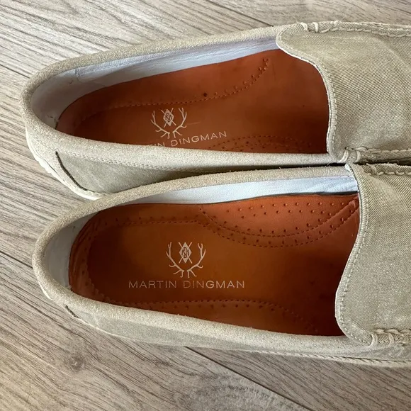 Martin Dingman Watercolor Venetian Washed Canvas Loafers in Oyster