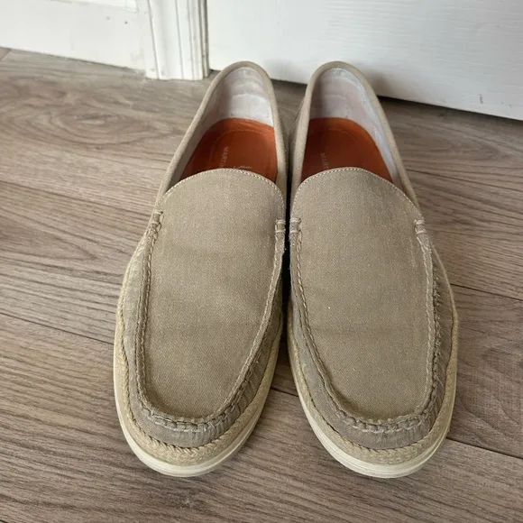 Martin Dingman Watercolor Venetian Washed Canvas Loafers in Oyster