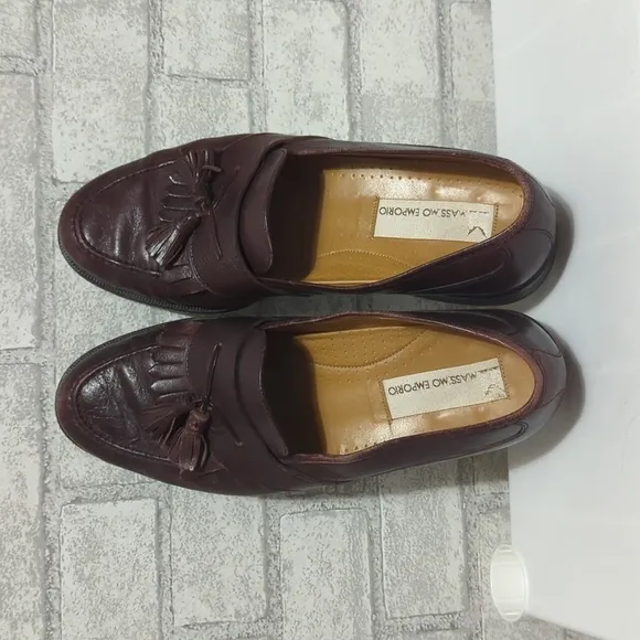 Massimo Emporio Brown Maroon Leather Tassel Loafers Size EU42 US9
