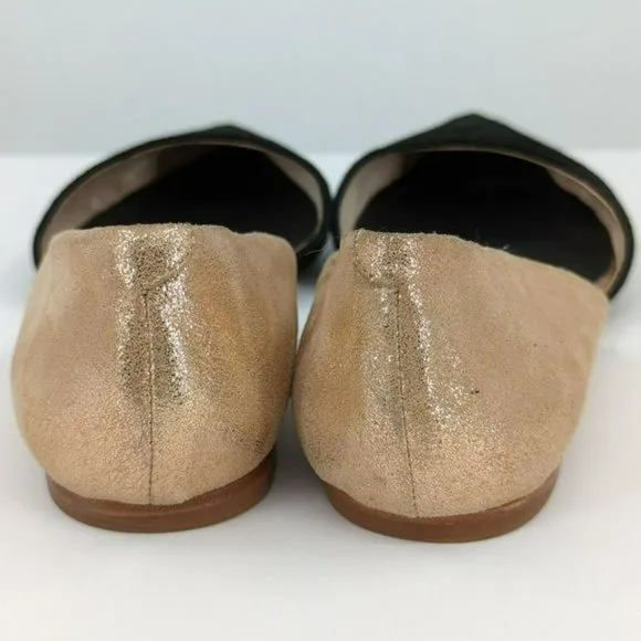Matt Bernson dOrsay Flats 9.5 M Black Rose Gold Two Toned Snake Embossed Leather