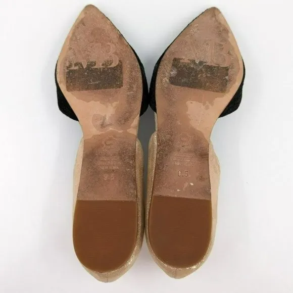 Matt Bernson dOrsay Flats 9.5 M Black Rose Gold Two Toned Snake Embossed Leather