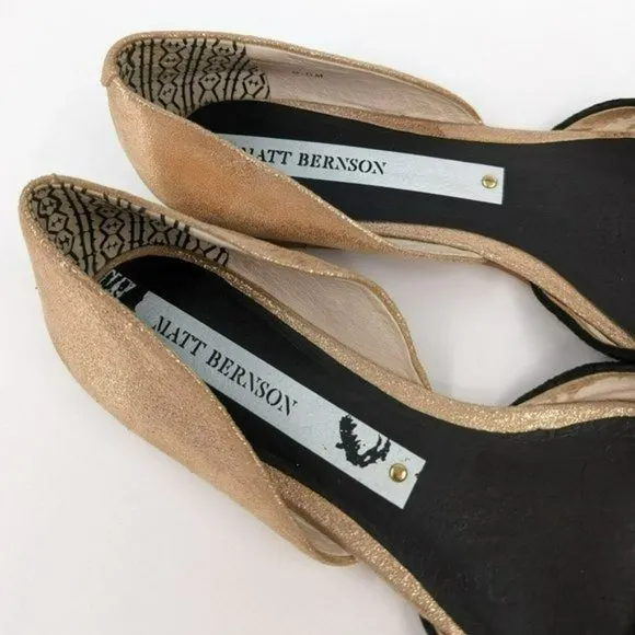 Matt Bernson dOrsay Flats 9.5 M Black Rose Gold Two Toned Snake Embossed Leather