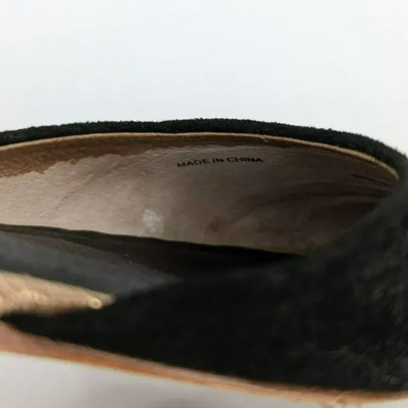Matt Bernson dOrsay Flats 9.5 M Black Rose Gold Two Toned Snake Embossed Leather