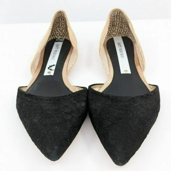 Matt Bernson dOrsay Flats 9.5 M Black Rose Gold Two Toned Snake Embossed Leather