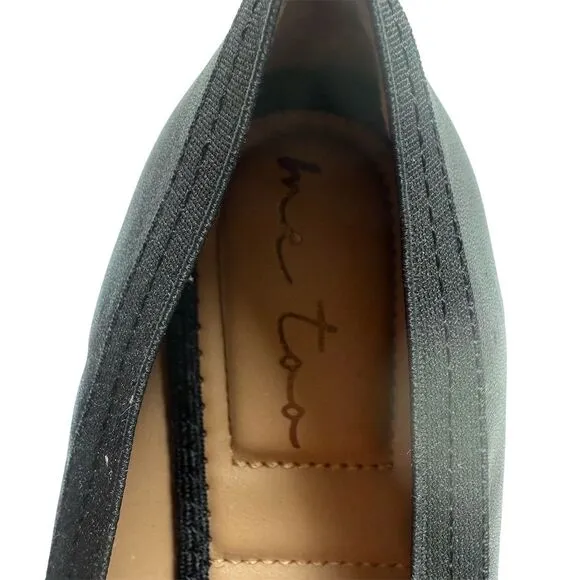 Me Too Reign Women's Black Leather Flats Size 8 Cushioned Insole