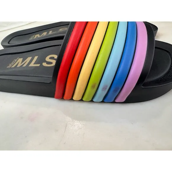MELISSA black Rainbow Beach slides size 10
