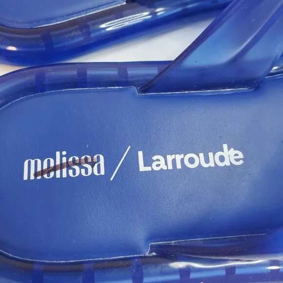 Melissa Larroude Womens Cali Slides Size 5 Blue Summer Beach Travel Vacation