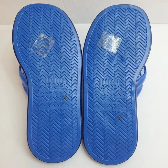 Melissa Larroude Womens Cali Slides Size 5 Blue Summer Beach Travel Vacation