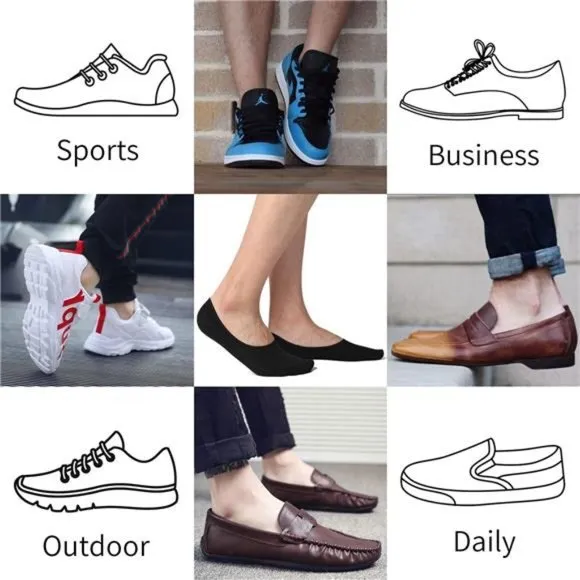 Men's 6 Pack No Show Socks Casual Low Cut Thin Loafers Non Slip Boat Liners