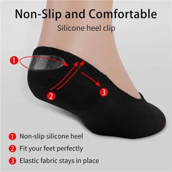 Men's 6 Pack No Show Socks Casual Low Cut Thin Loafers Non Slip Boat Liners