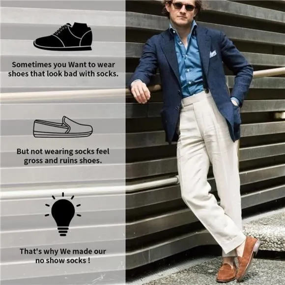 Men's 6 Pack No Show Socks Casual Low Cut Thin Loafers Non Slip Boat Liners