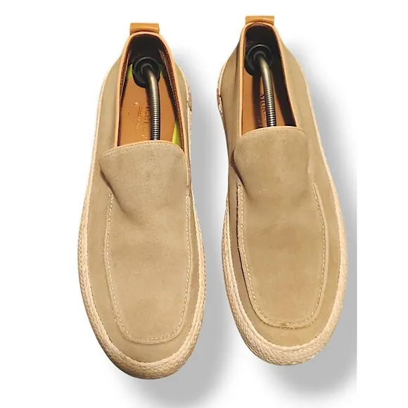 Men's 8.5D Moretti Navajo Gray Suede Moc Toe Espadrilles Shoes Loafers Slip-On