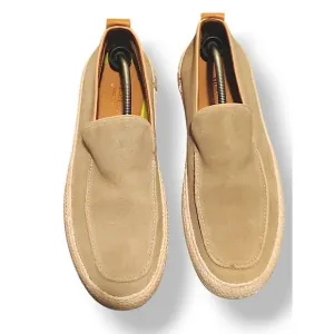 Men's 8.5D Moretti Navajo Gray Suede Moc Toe Espadrilles Shoes Loafers Slip-On