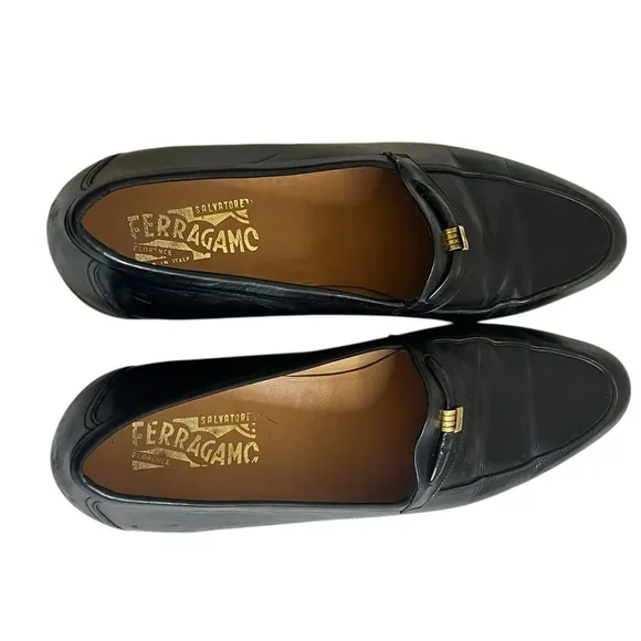 Men's Black Leather Loafers, Pre -owned