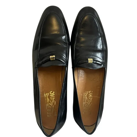 Men's Black Leather Loafers, Pre -owned