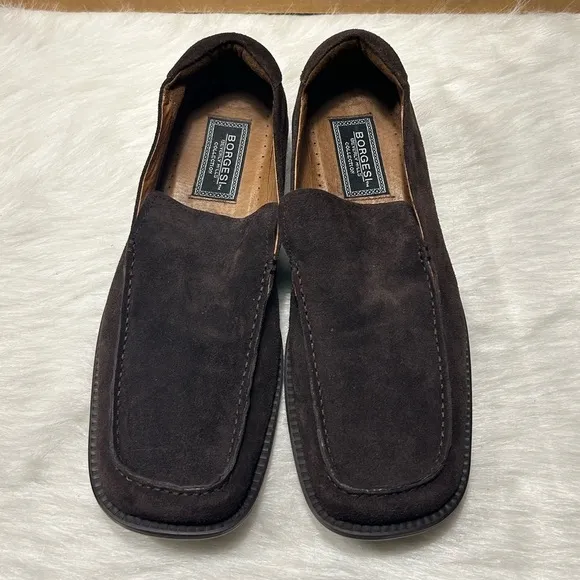 Men's Borgesi Beverly Hills Collection Brown Leather Hand-Made Loafers (44)