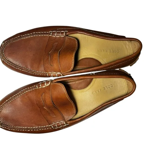 Men’s Cole Haan Brown Leather Grant Canoe Penny Loafers C12134 Driving Mocs Sz11