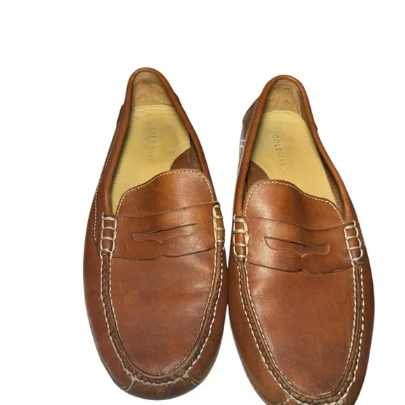 Men’s Cole Haan Brown Leather Grant Canoe Penny Loafers C12134 Driving Mocs Sz11