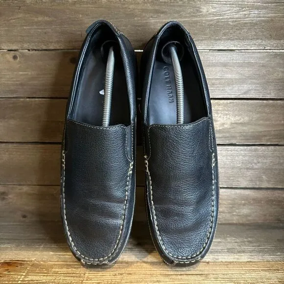 Mens Cole Haan Tucker Venetian Black Leather Casual Loafers Shoes‎ Size 12 M GUC