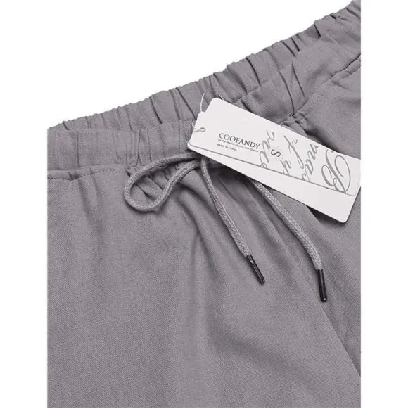 Men's Cotton Linen Harem Pants Casual Loose Hippie Pants, Gray