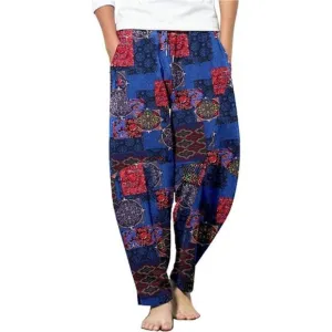 Men's Cotton Linen Harem Pants Casual Loose Hippie Pants, Pat2