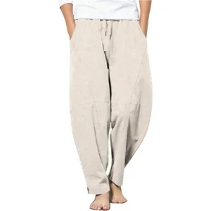 Men's Cotton Linen Harem Pants Casual Loose Hippie Pants