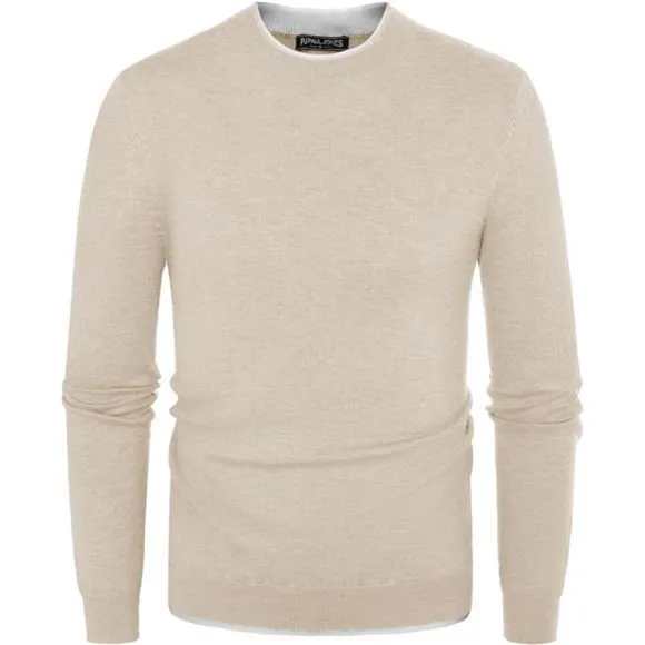 Mens Crewneck Dress Sweater Slim Fit Lightweight Wool Blend Knitted‎ Sweaters